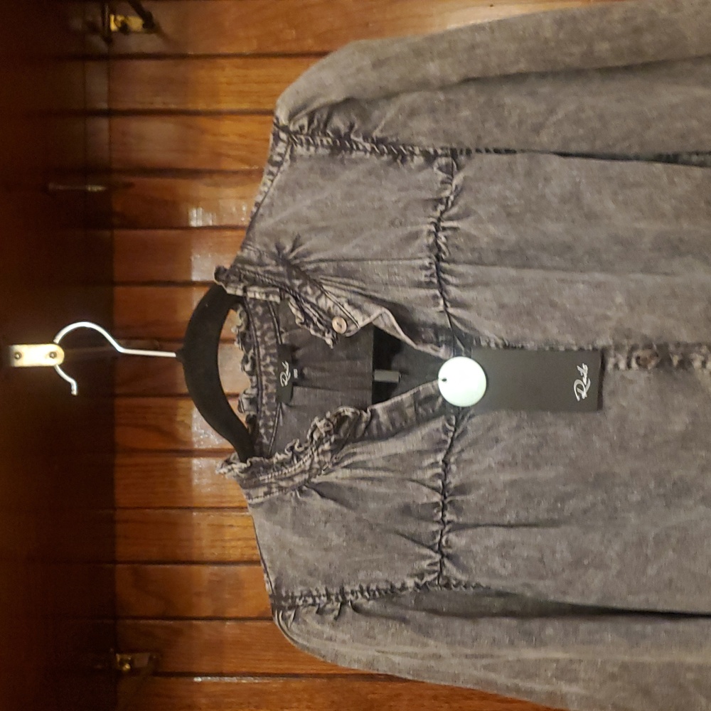 RAILS LINEN BLEND SIZE XXS Gray Denim Women's Top - Picture 3 of 15